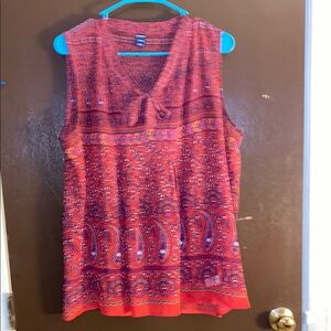 💋 Old Navy Red & Purple Paisley & Floral Sheer Print Sleeveless Top
